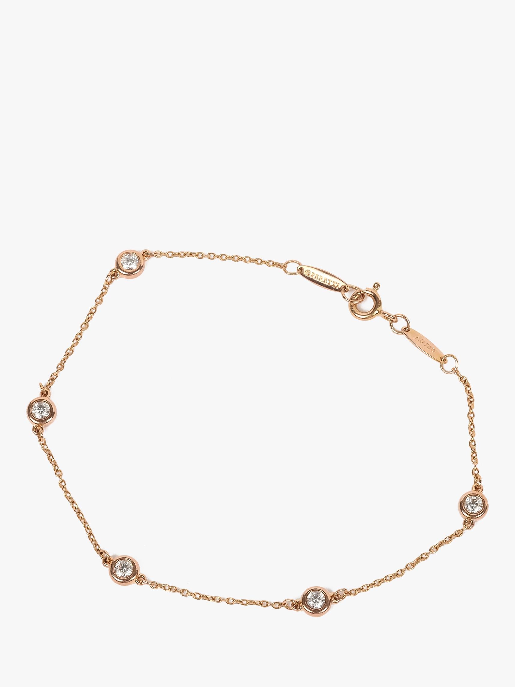 Tiffany & Co. 5 Diamond Rose Gold Elsa Peretti Diamonds by the Yard Bracelet