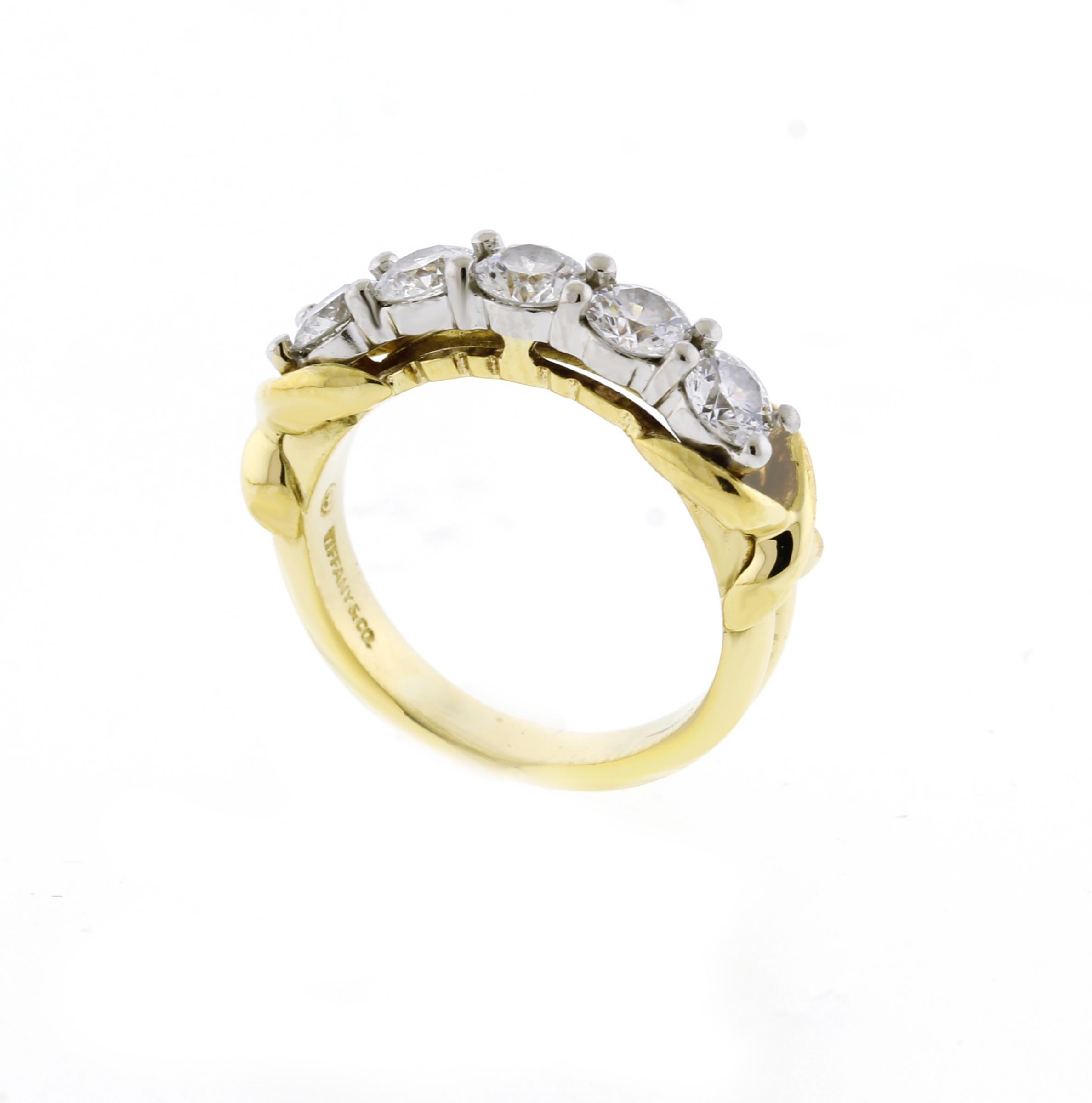 Tiffany & Co. 5 Diamond X Band Ring 4