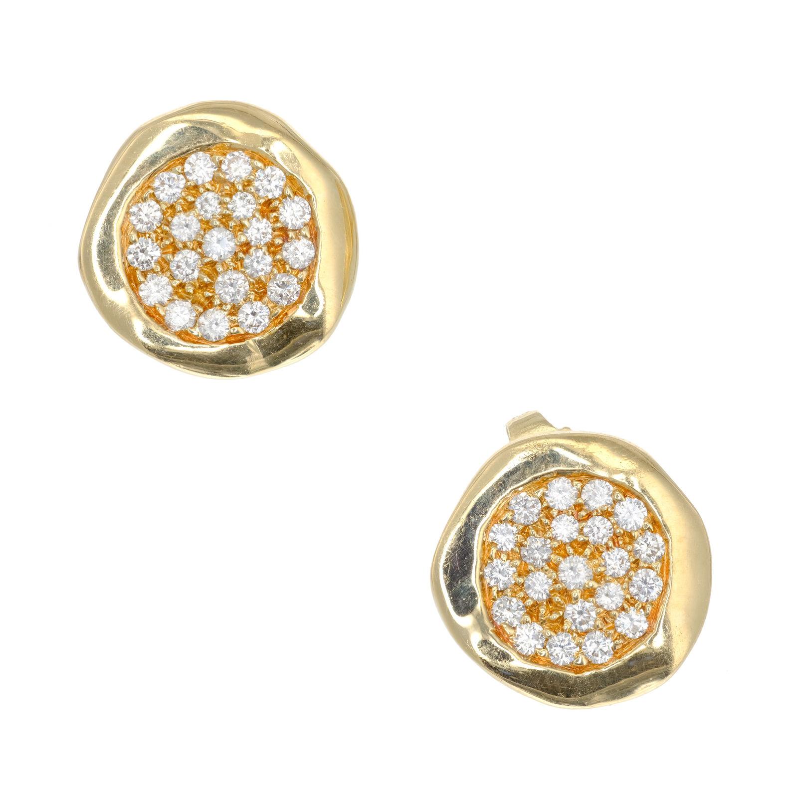 Tiffany & Co. .50 Carat Pave Diamond Yellow Gold Cluster Earrings