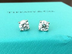Tiffany & Co. .50 Carat Platinum and Diamond Stud Earrings E VVS1/2