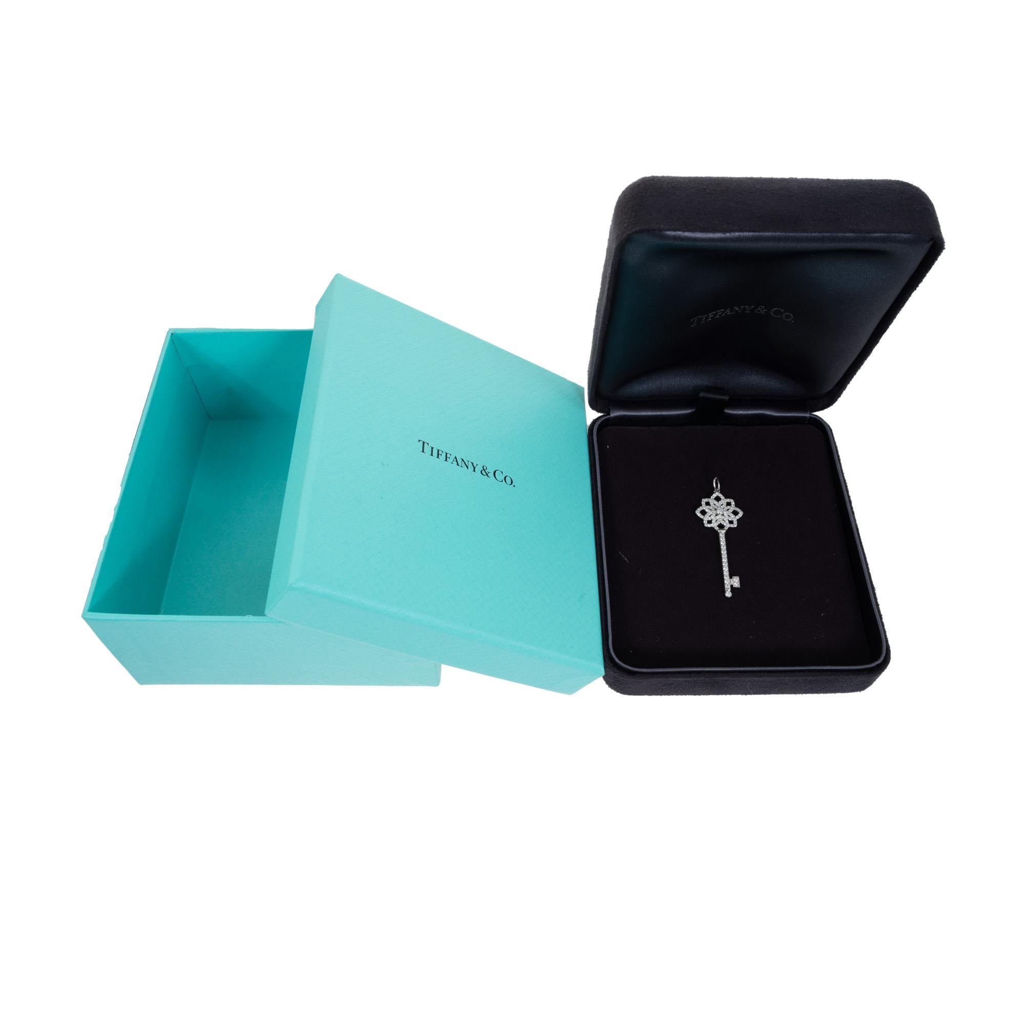Tiffany & Co .50 Carat Round Diamond Platinum Key Pendant For Sale 2