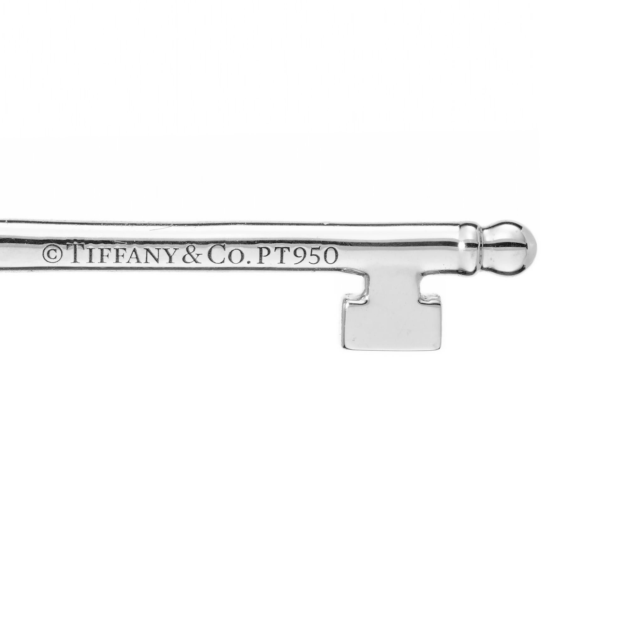 Tiffany & Co .50 Carat Round Diamond Platinum Key Pendant For Sale 3