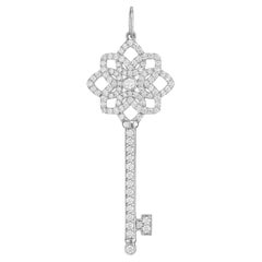 Tiffany & Co .50 Carat Round Diamond Platinum Key Pendant