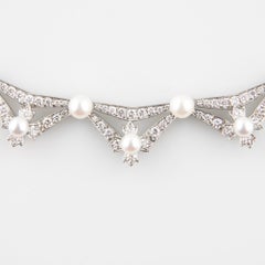 Tiffany & Co. 5.00 Carat Diamond and Pearl Platinum Necklace