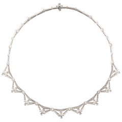 Tiffany & Co. 5.00 Carat Diamond and Pearl Platinum Necklace