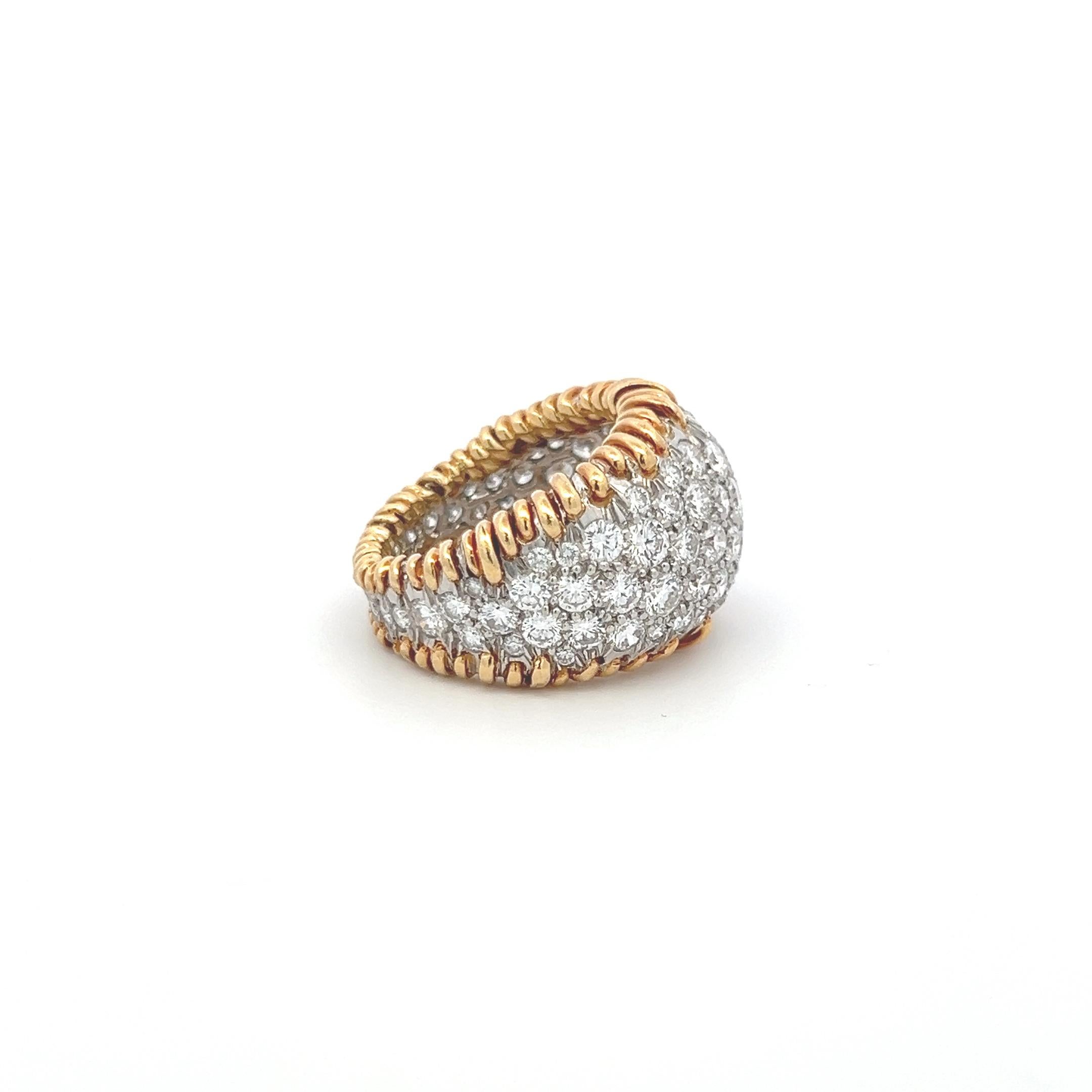 Tiffany & Co Anillo de cóctel de oro bicolor de 18 quilates con diamante brillante redondo de 5,00 quilates Corte redondo en venta