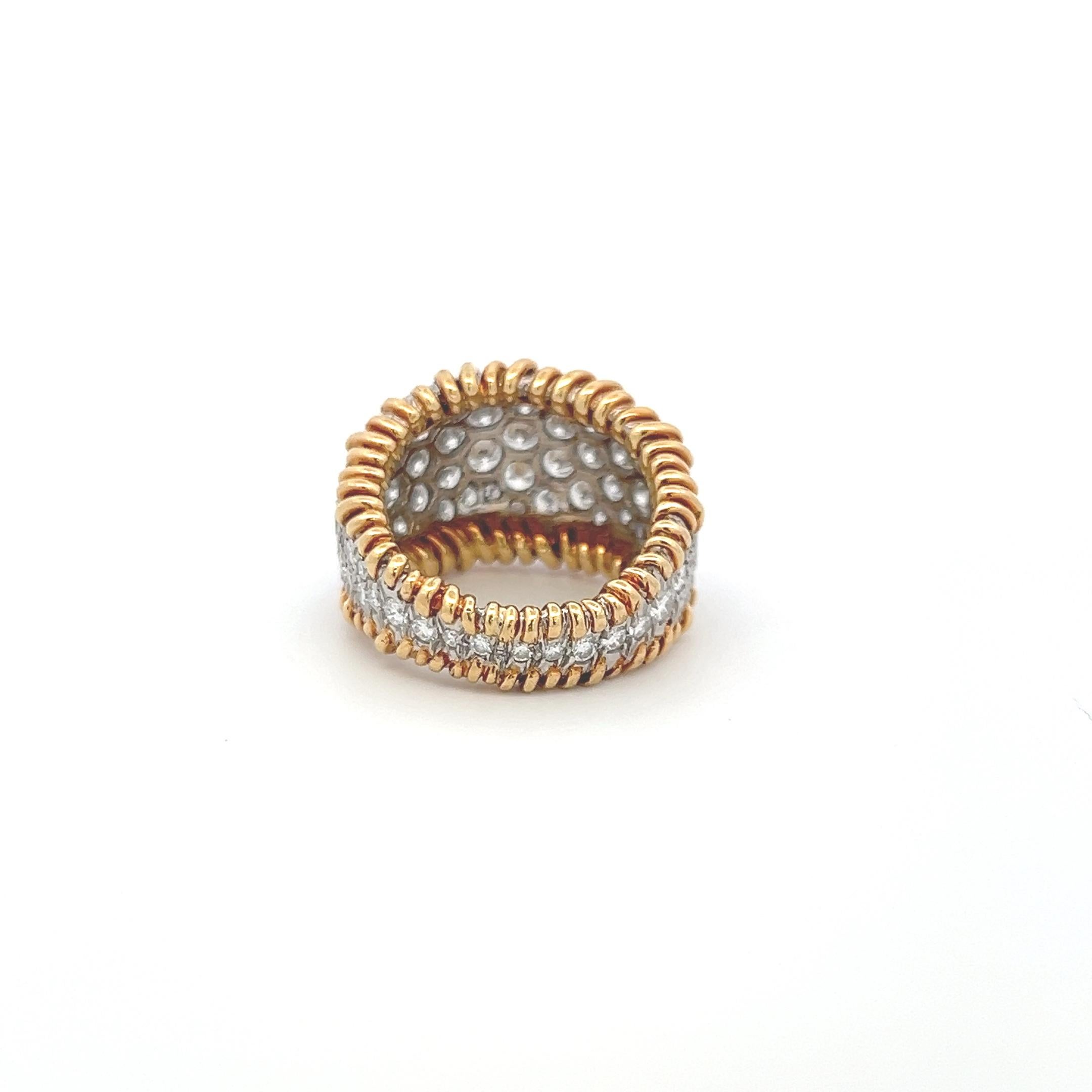 Tiffany & Co Anillo de cóctel de oro bicolor de 18 quilates con diamante brillante redondo de 5,00 quilates en Bueno estado para la venta en New York, NY