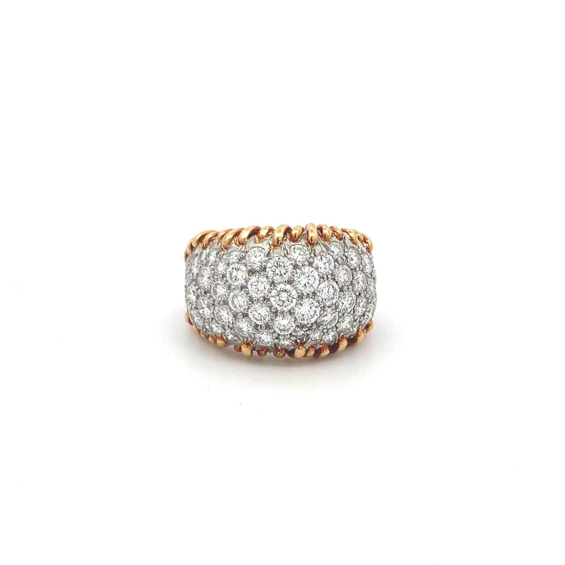 Tiffany & Co Anillo de cóctel de oro bicolor de 18 quilates con diamante brillante redondo de 5,00 quilates en venta