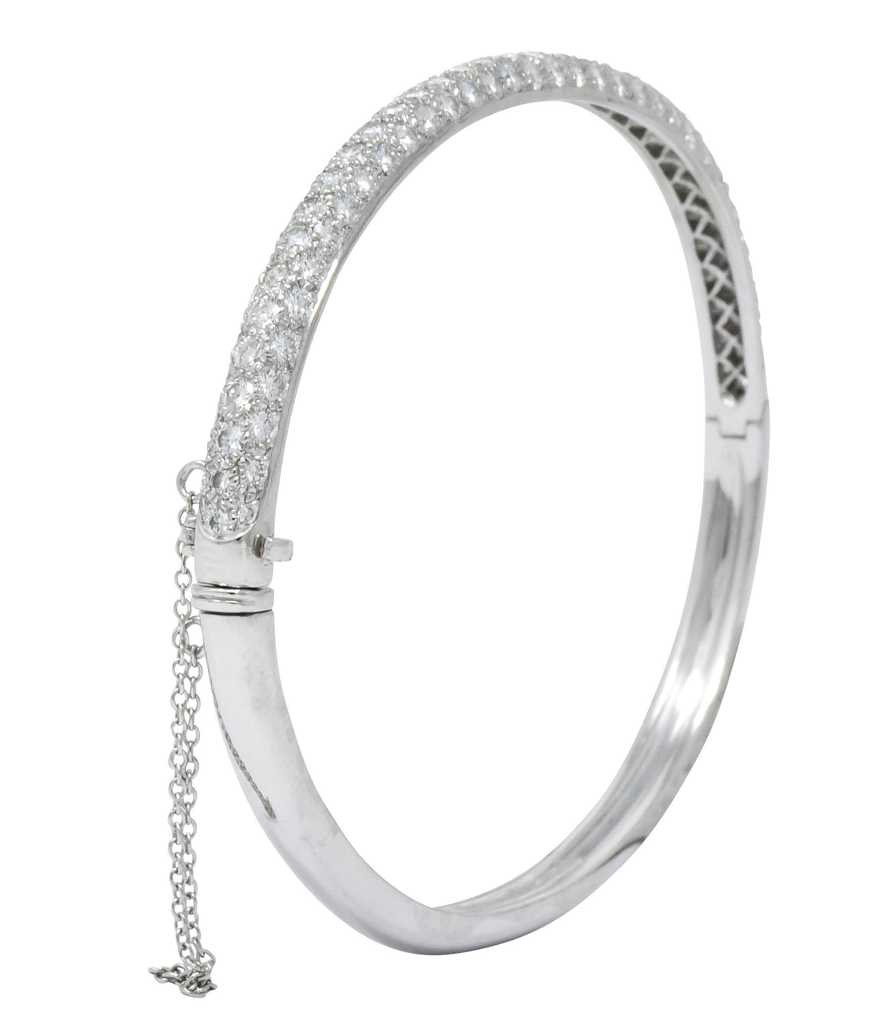 Modern Tiffany & Co. 5.00 Carat Round Brilliant Diamond Platinum Bangle Bracelet