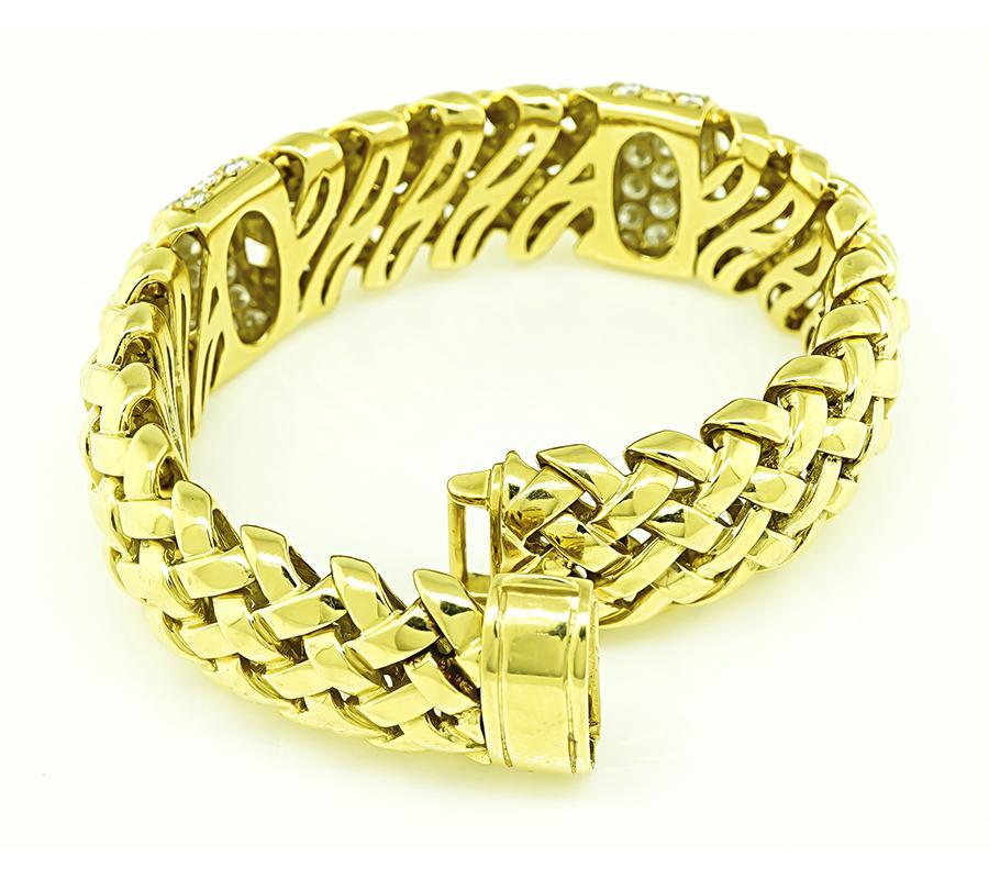 Round Cut Tiffany & Co 5.00ct Diamond Gold Bracelet For Sale