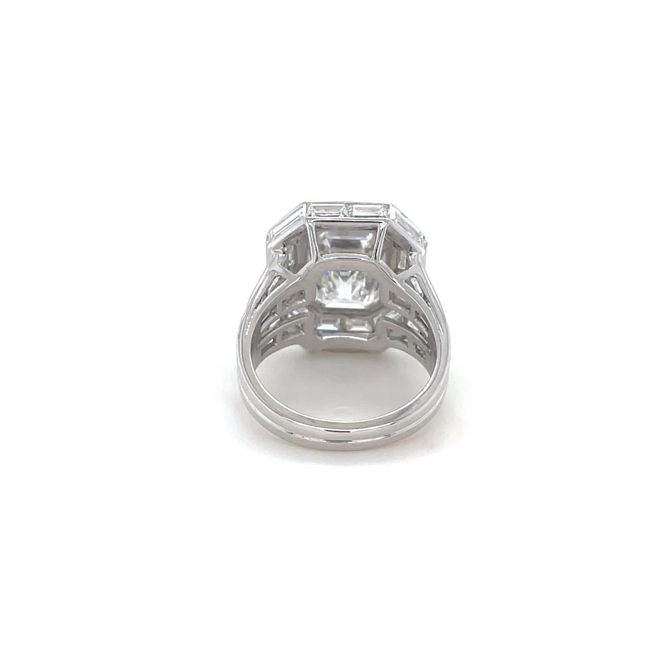 Emerald Cut Tiffany & Co., 5.06 Carats Diamond Engagement Ring For Sale