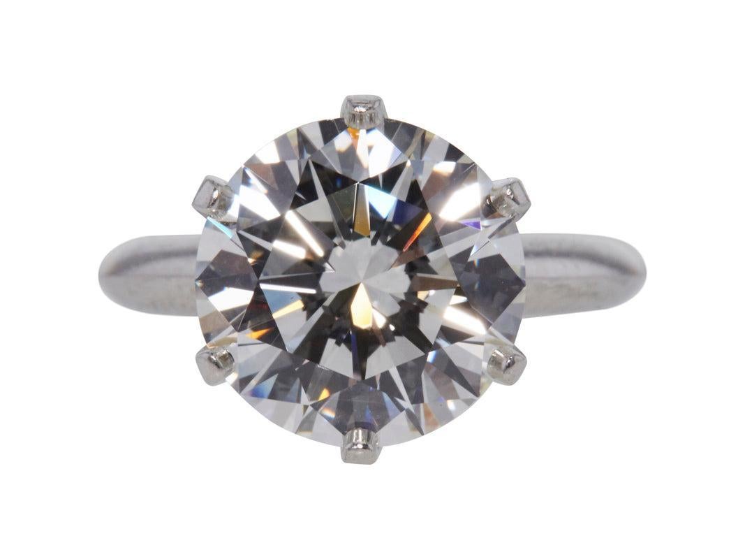 Platin-Verlobungsring von Tiffany & Co mit 5,25 Karat rundem Brillanten I-VS1 Diamant im Angebot 2