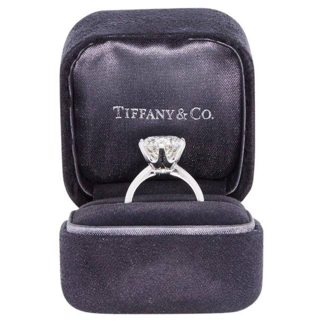 Platin-Verlobungsring von Tiffany & Co mit 5,25 Karat rundem Brillanten I-VS1 Diamant im Angebot