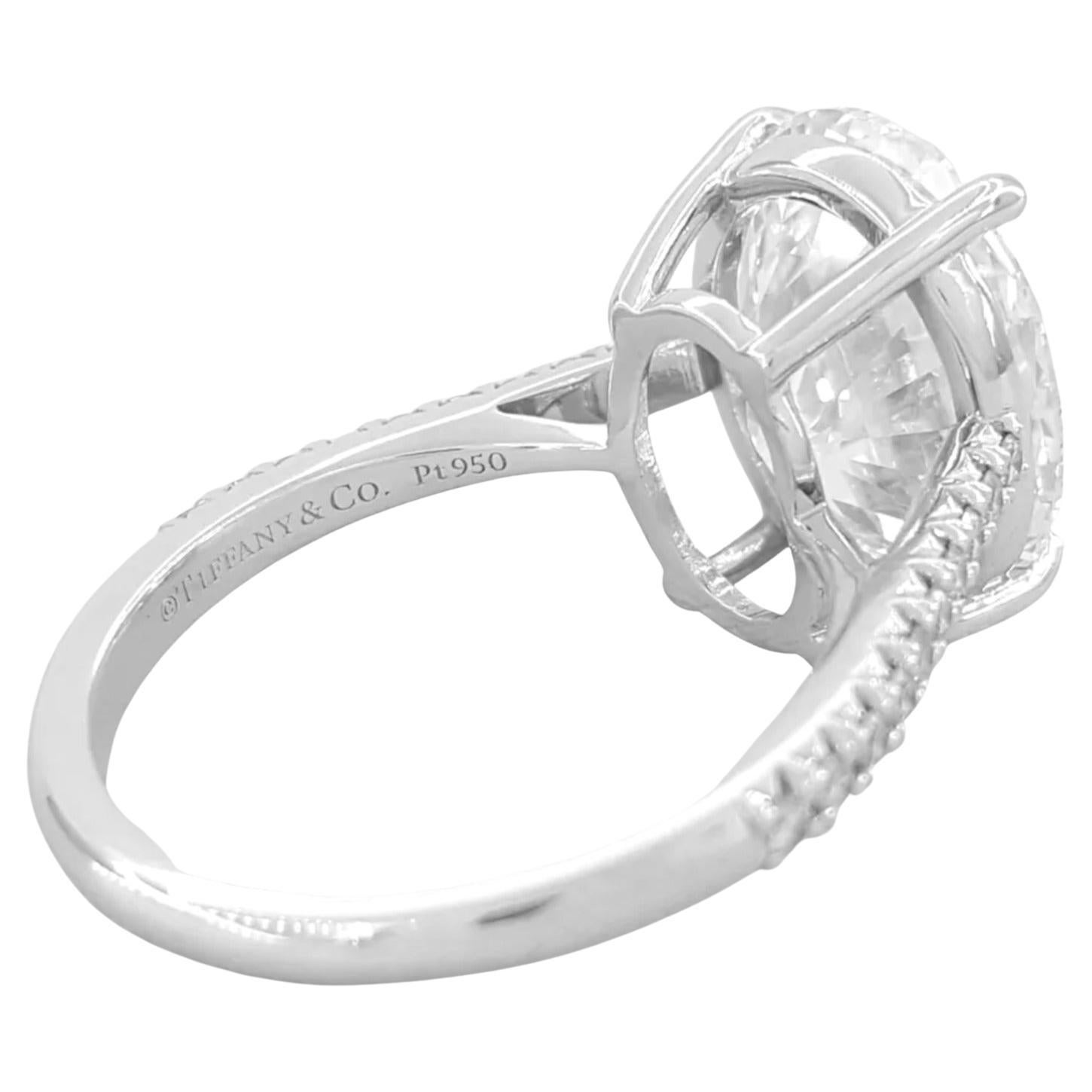 Round Cut Tiffany & Co. 5.26 Ct. Oval Brilliant Cut Diamond Engagement Ring For Sale