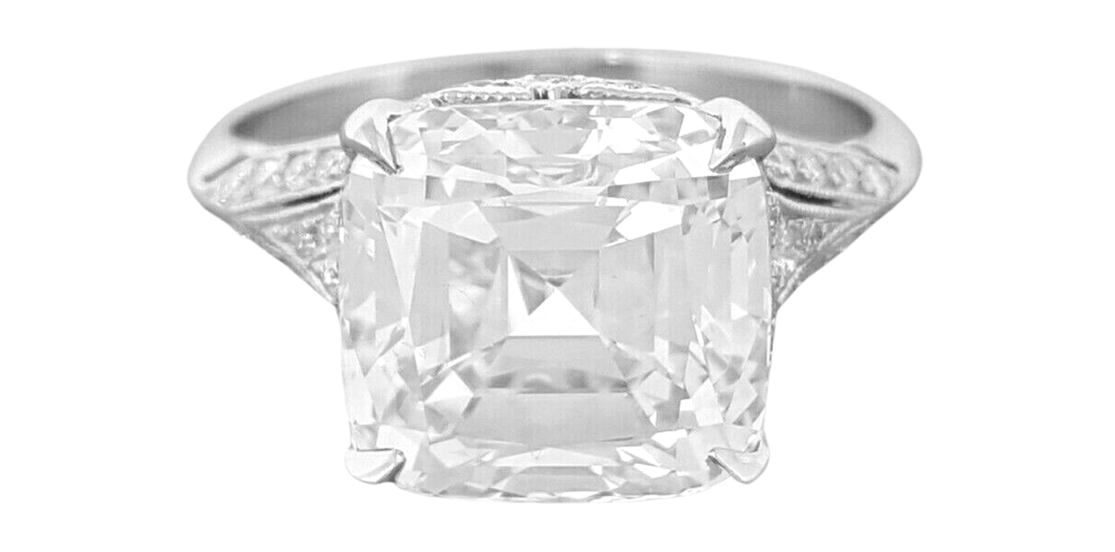 Taille ronde Tiffany & Co. Bague Legacy en platine avec diamant taille coussin brillant de 5,35 carats en vente