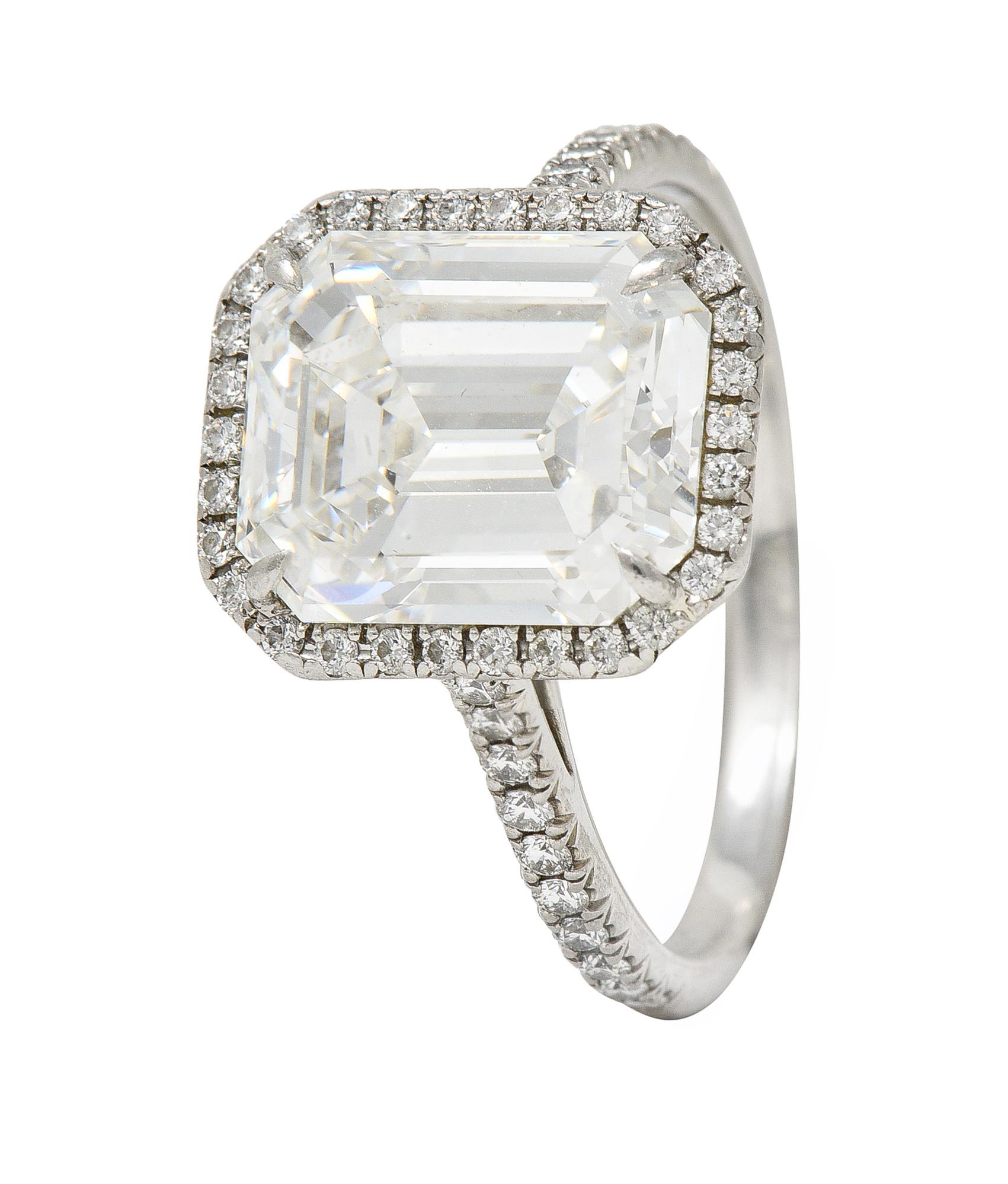 Tiffany & Co. 5.35 CTW Emerald Cut Diamond Platinum Soleste Engagement Ring For Sale 3