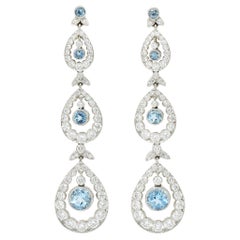 Tiffany & Co. 5.36 Carats Aquamarine Diamond Platinum Tiered Garland Earrings
