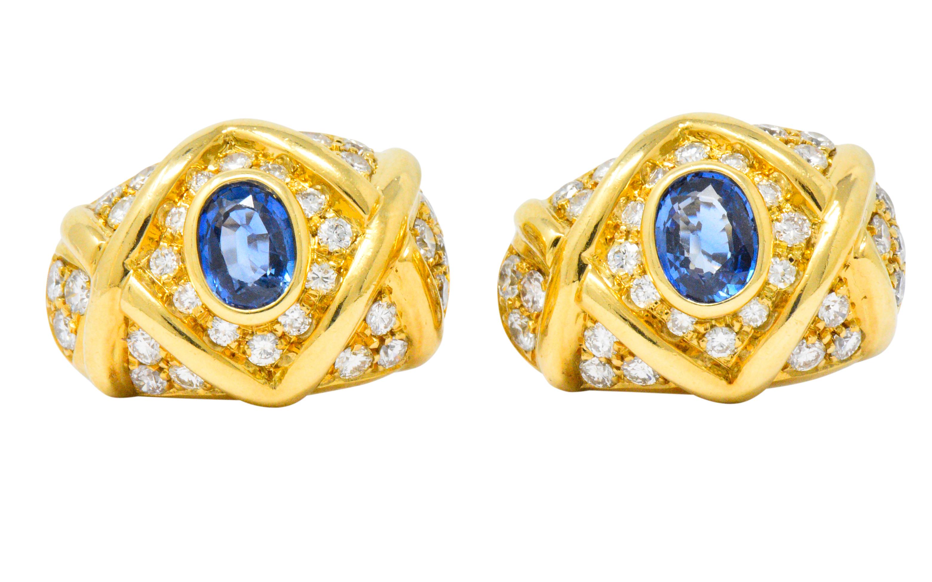 Tiffany & Co. 5.40 Carat Sapphire Diamond 18 Karat Gold Earrings 1