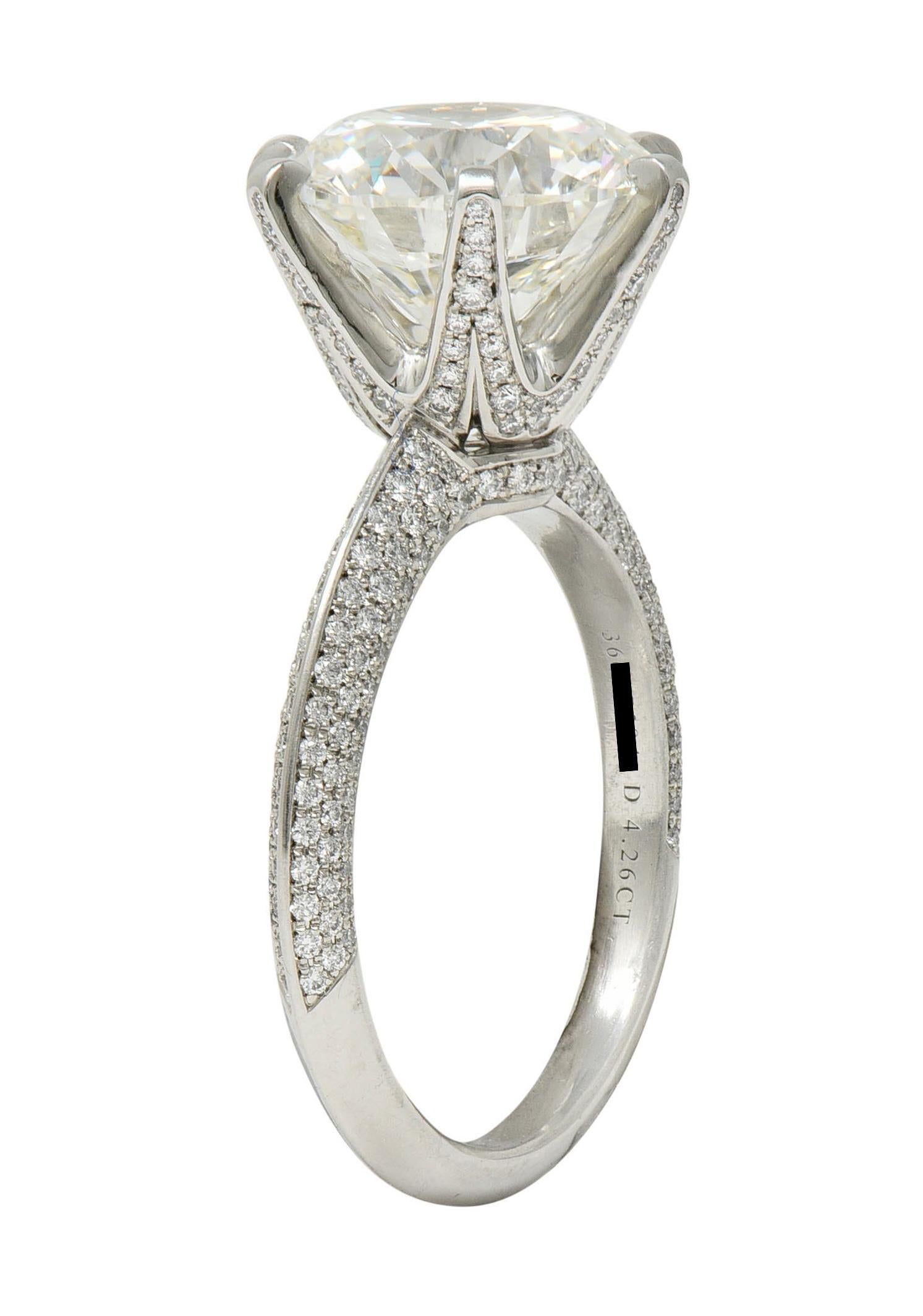 Tiffany & Co. 5.46 CTW Diamond Platinum Contemporary Pavé Engagement Ring GIA For Sale 6
