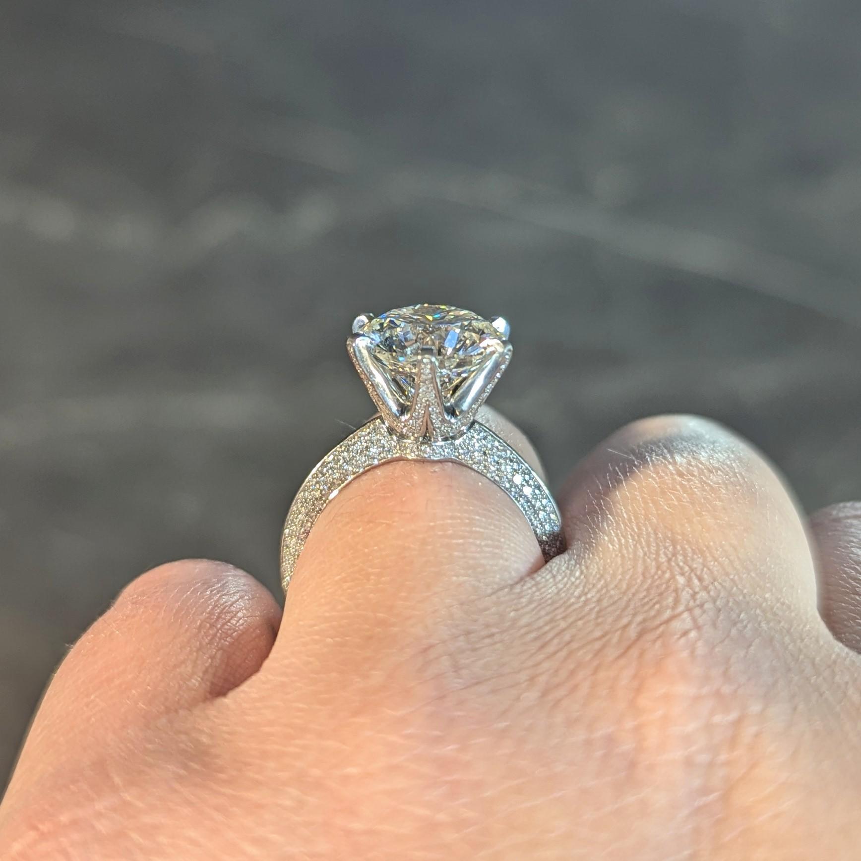 Tiffany & Co. 5.46 CTW Diamond Platinum Contemporary Pavé Engagement Ring GIA For Sale 9