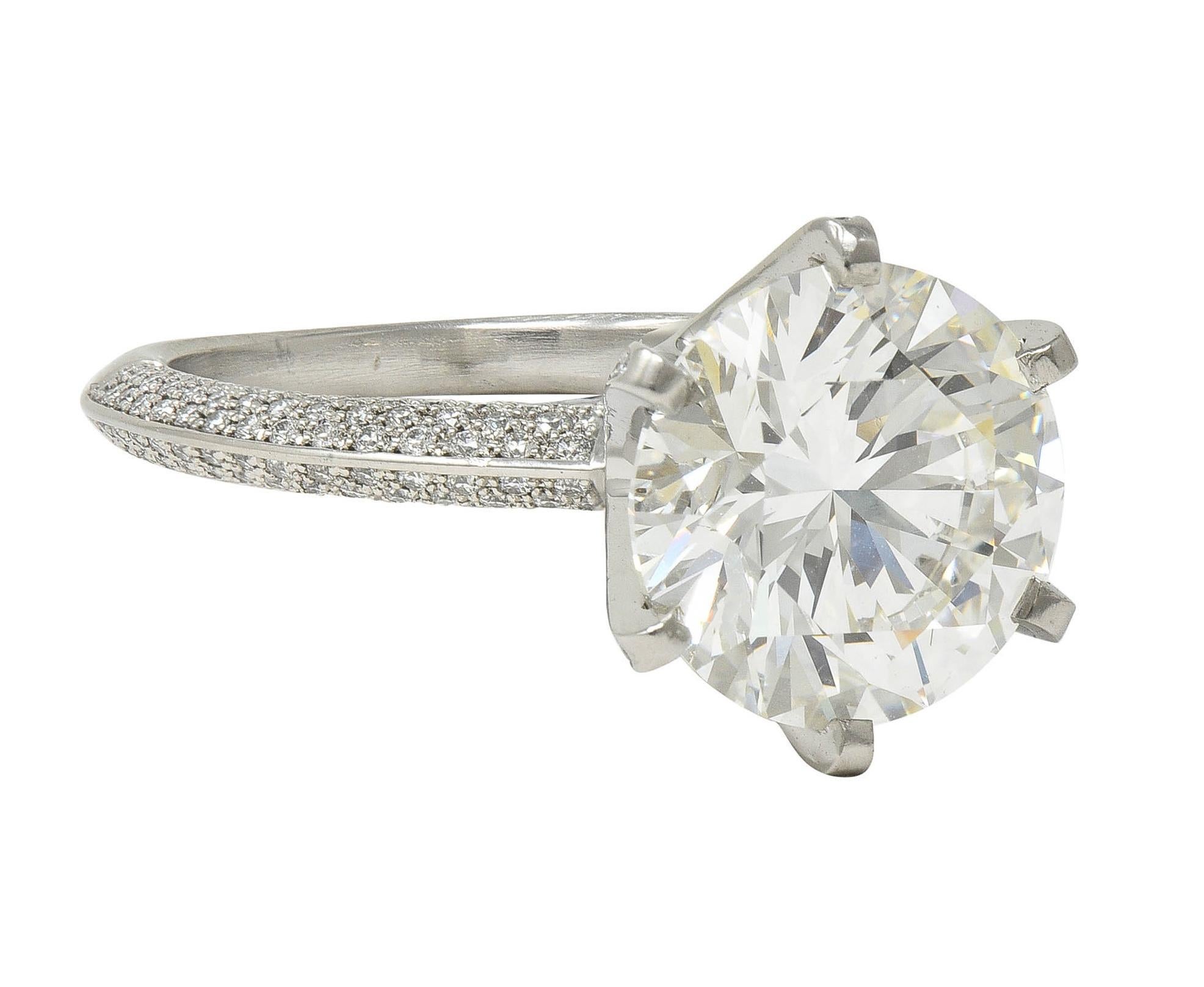 Brilliant Cut Tiffany & Co. 5.46 CTW Diamond Platinum Contemporary Pavé Engagement Ring GIA For Sale