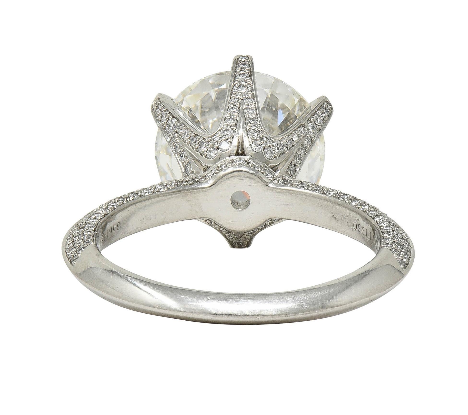 Women's or Men's Tiffany & Co. 5.46 CTW Diamond Platinum Contemporary Pavé Engagement Ring GIA For Sale
