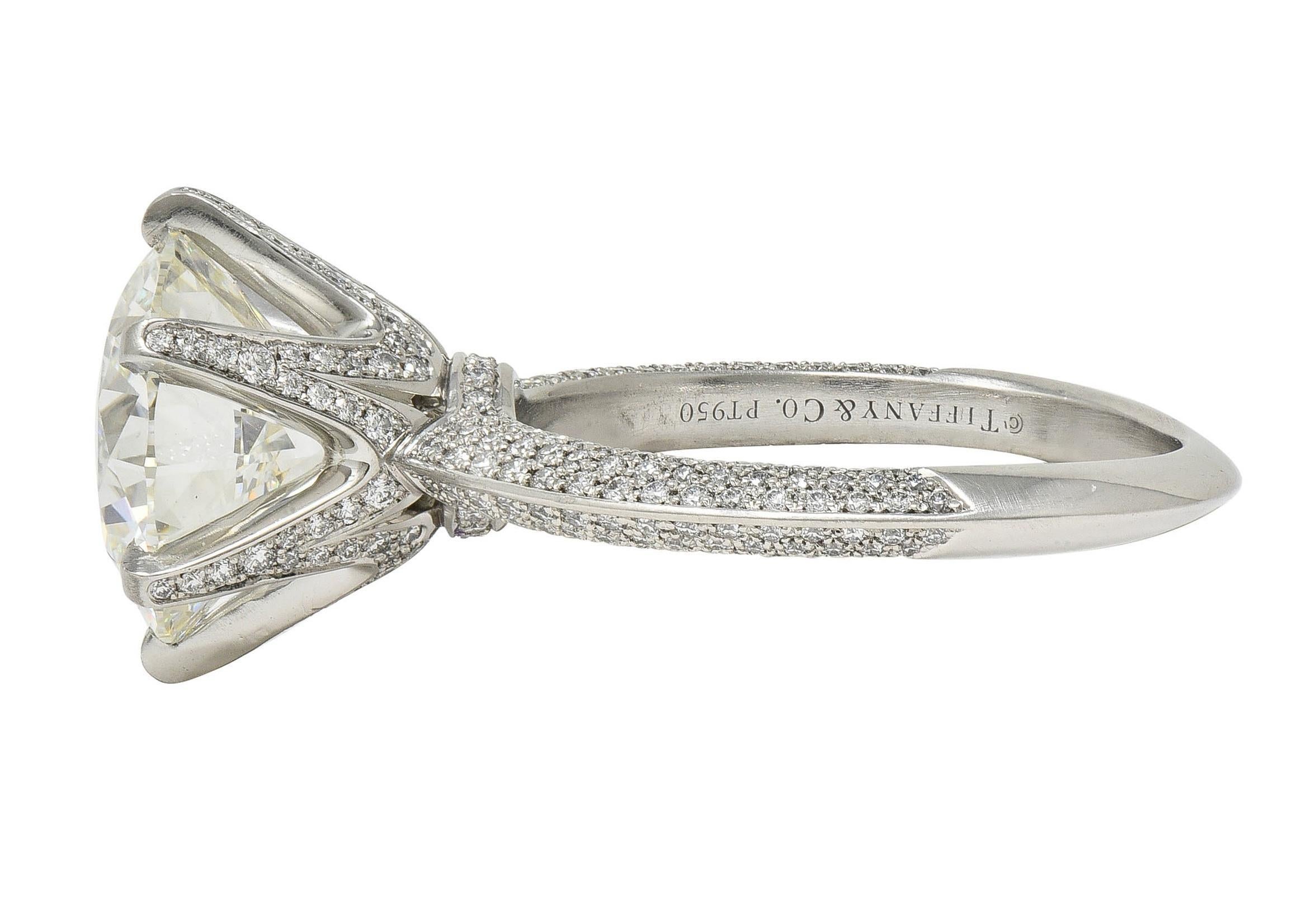 Tiffany & Co. 5.46 CTW Diamond Platinum Contemporary Pavé Engagement Ring GIA For Sale 1