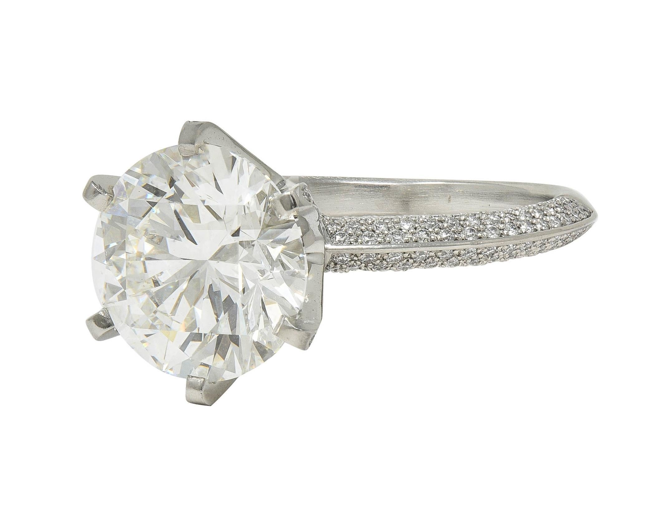 Tiffany & Co. 5.46 CTW Diamond Platinum Contemporary Pavé Engagement Ring GIA For Sale 2