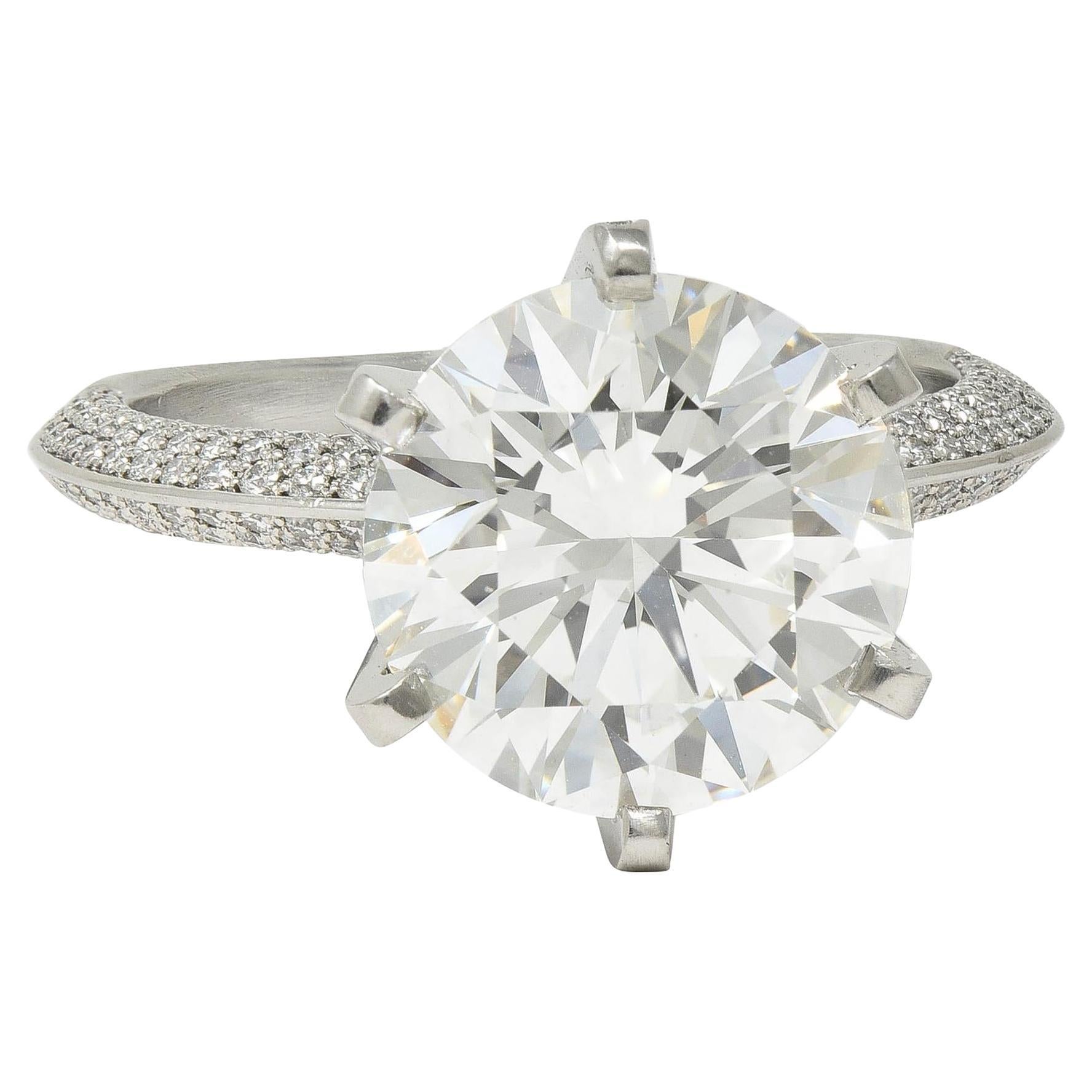 Tiffany & Co. 5.46 CTW Diamond Platinum Contemporary Pavé Engagement Ring GIA