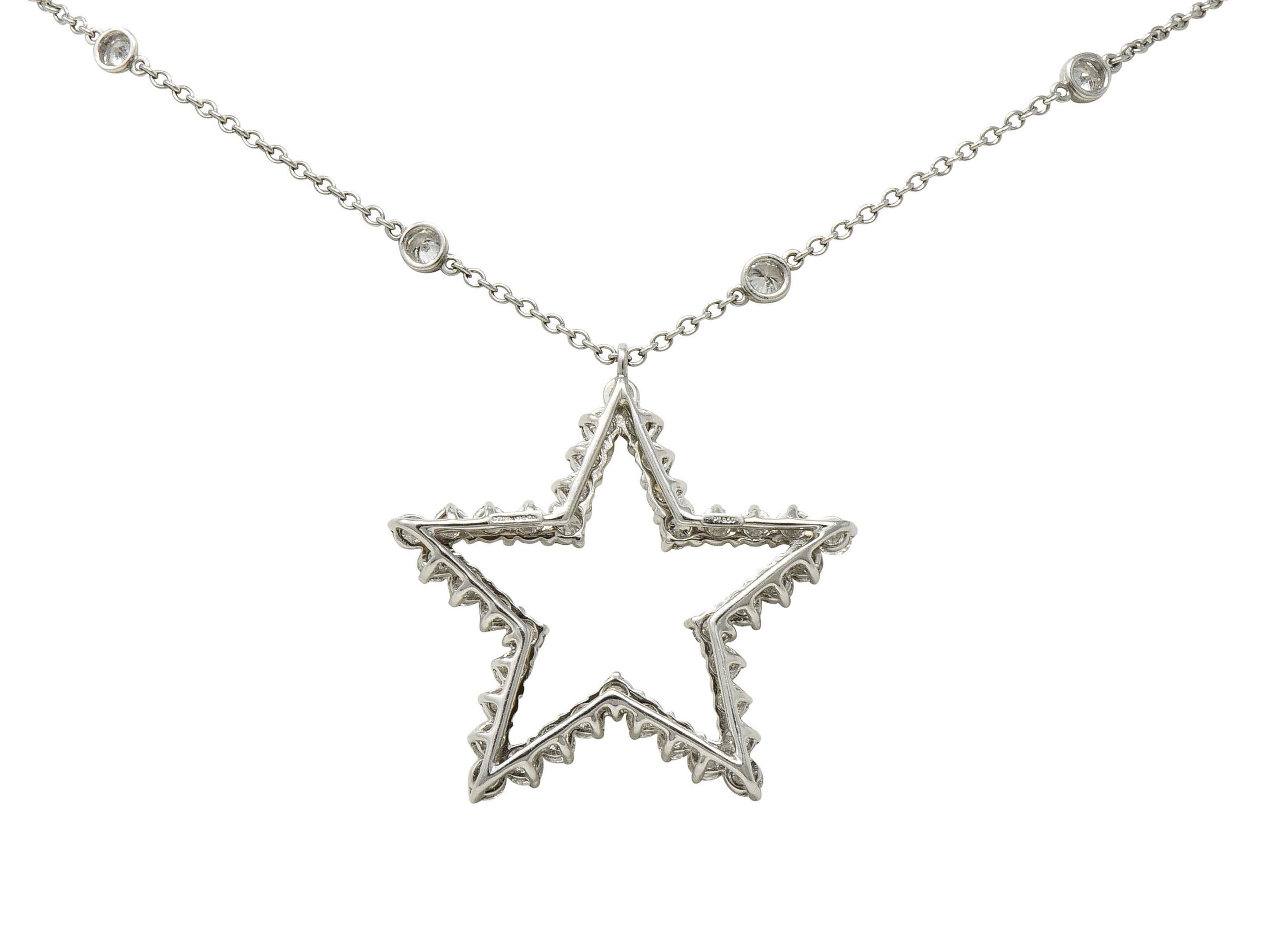 Contemporary Tiffany & Co. 5.56 Carat Diamond Platinum Diamonds-By-The-Yard Star Necklace