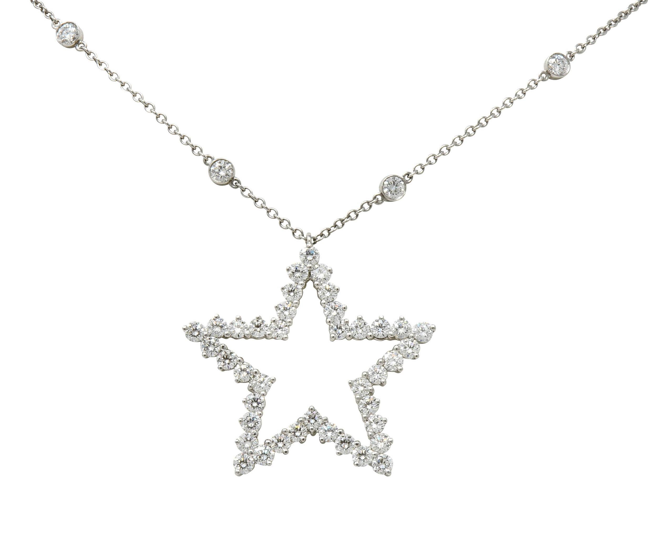 Tiffany & Co. 5.56 Carat Diamond Platinum Diamonds-By-The-Yard Star Necklace 2