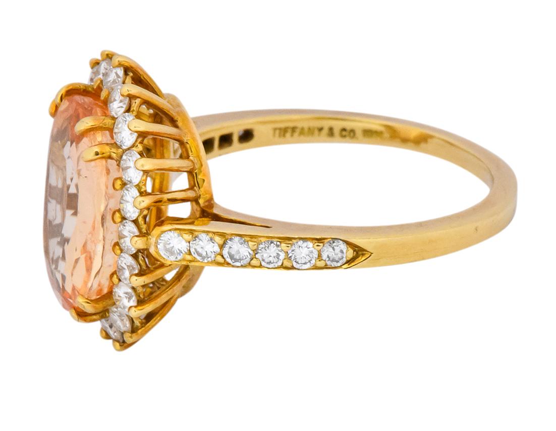 Women's or Men's Tiffany & Co. 5.60 Carat No Heat Orange Sapphire Diamond 18 Karat Gold Ring GIA