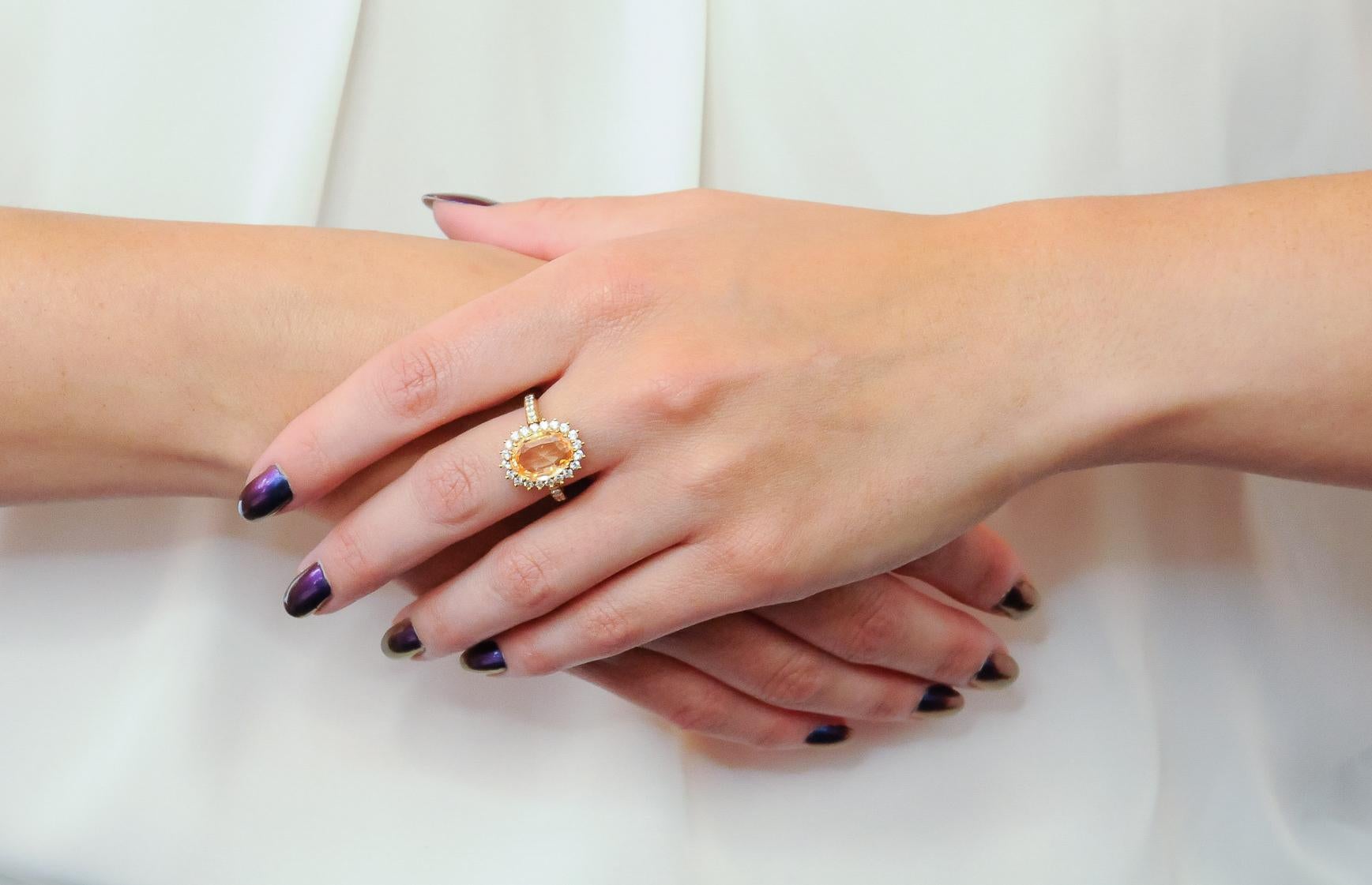 Tiffany & Co. 5.60 Carat No Heat Orange Sapphire Diamond 18 Karat Gold Ring GIA 4