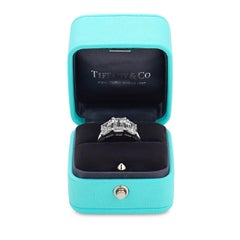Tiffany & Co. 5.74 carat emerald cut diamond platinum three stone ring