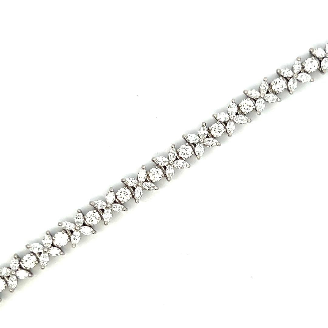 Tiffany & Co. Bracciale in platino con diamanti rotondi e marquise da 5,99 carati in vendita 9