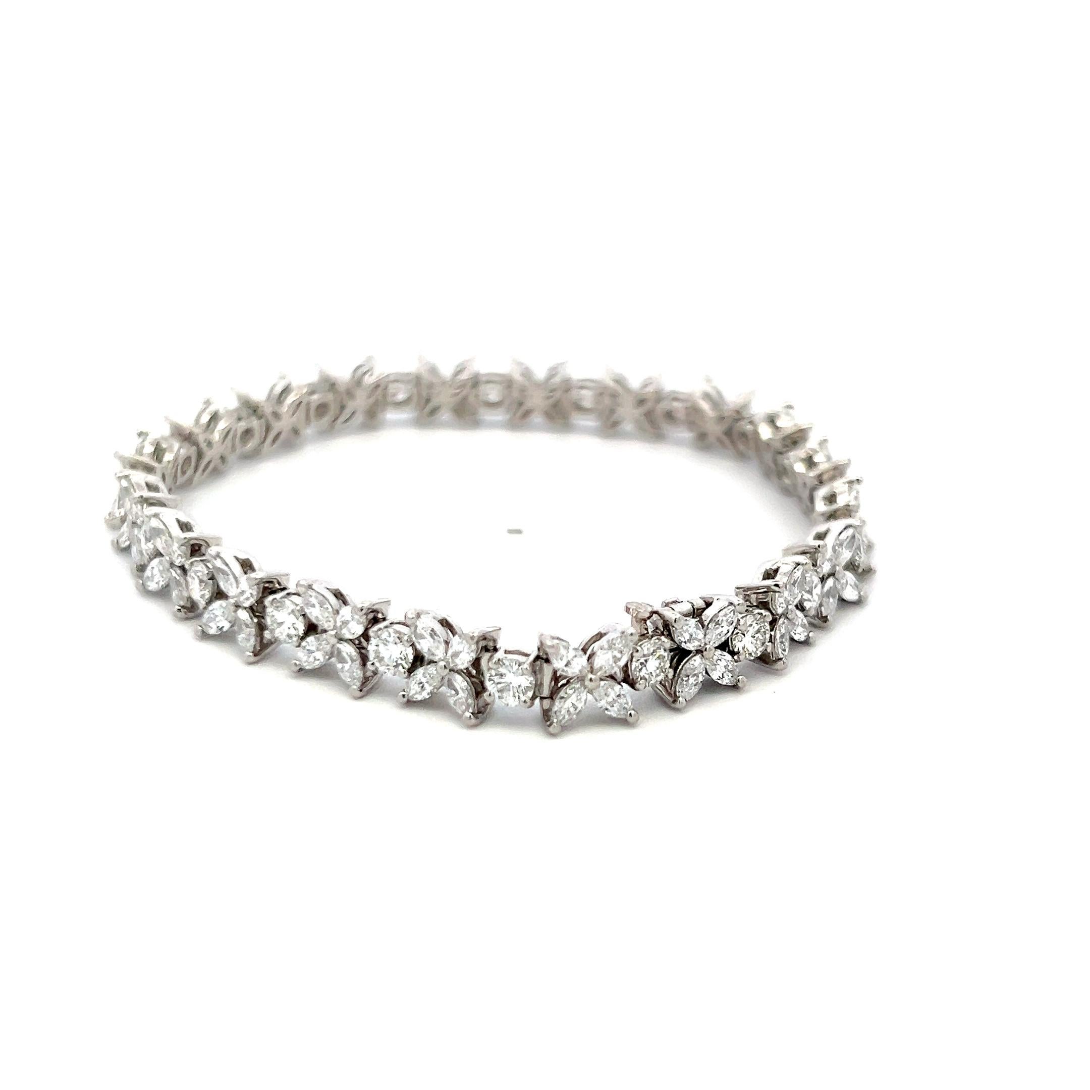 Taglio marquise Tiffany & Co. Bracciale in platino con diamanti rotondi e marquise da 5,99 carati in vendita