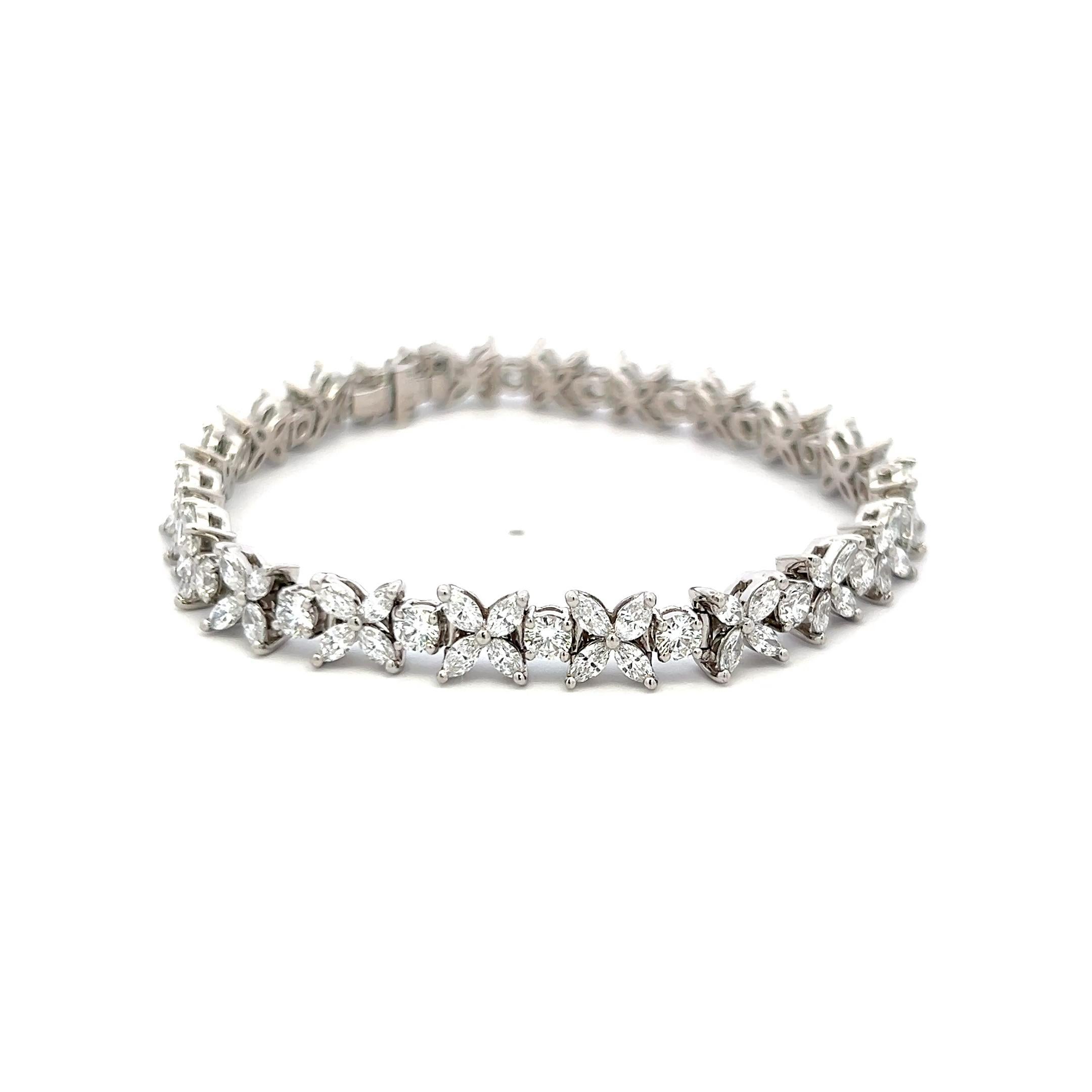 Donna Tiffany & Co. Bracciale in platino con diamanti rotondi e marquise da 5,99 carati in vendita