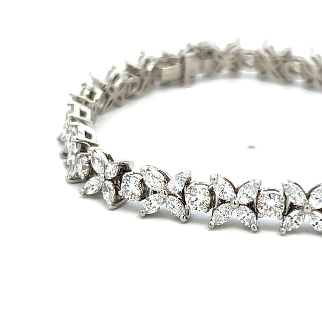 Tiffany & Co. Bracciale in platino con diamanti rotondi e marquise da 5,99 carati in vendita 3
