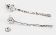 Tiffany & Co. 6 Carat Princess Cut Diamond Platinum Drop Earrings