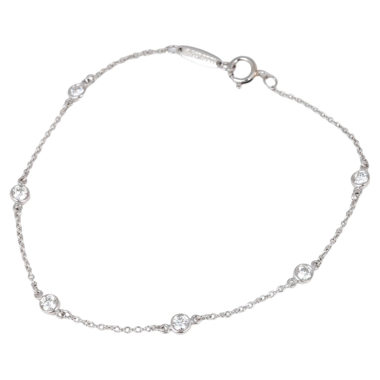 Tiffany & Co. 6 Diamond Platinum Elsa Peretti Diamonds By The Yard Bracelet For Sale