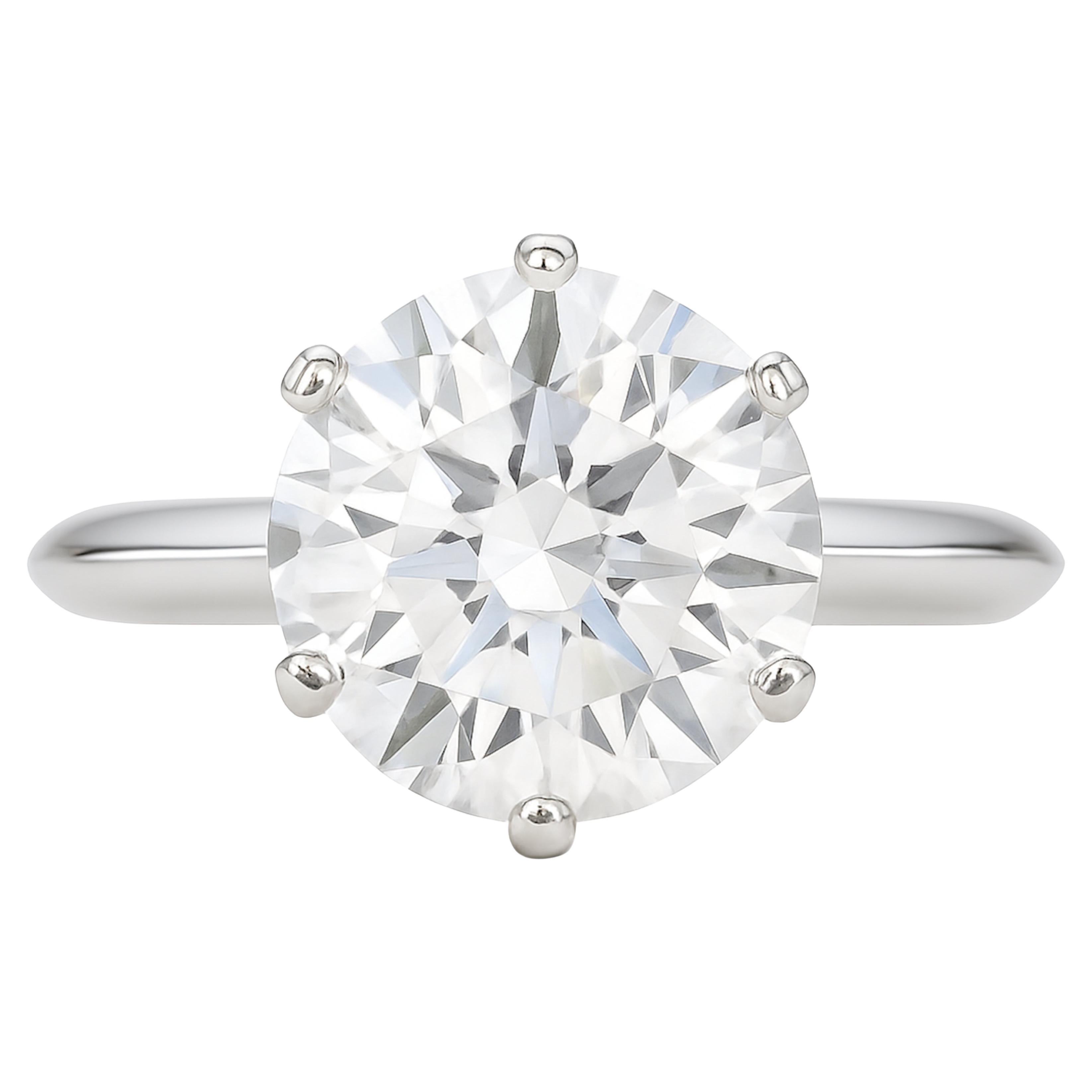 Tiffany
Co. Bague de fiançailles solitaire en platine à 6 branches, 3,14 ct