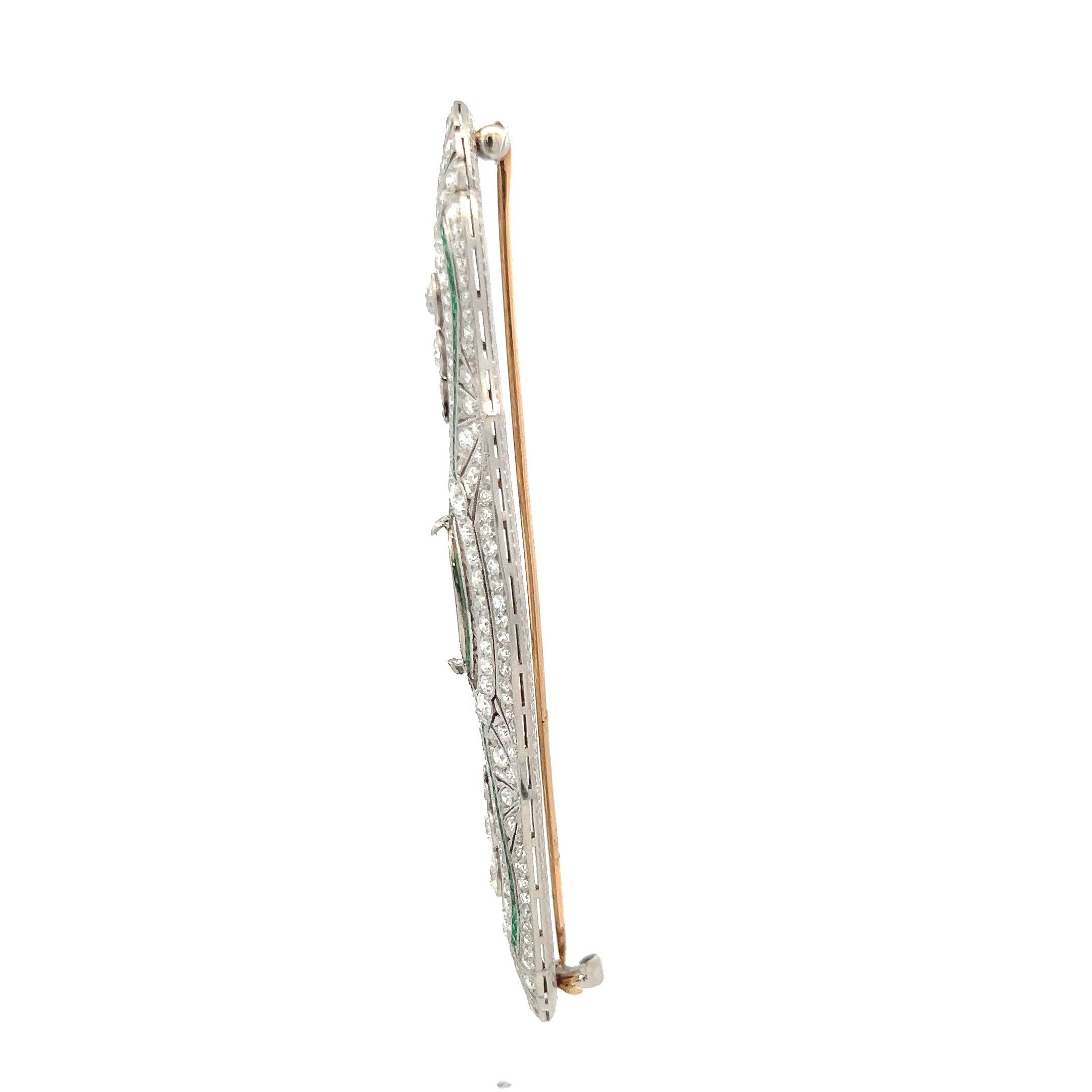 Alfiler de platino con diamante redondo de 6,00 quilates y esmeralda de 1,50 quilates Tiffany & Co. en Bueno estado para la venta en New York, NY