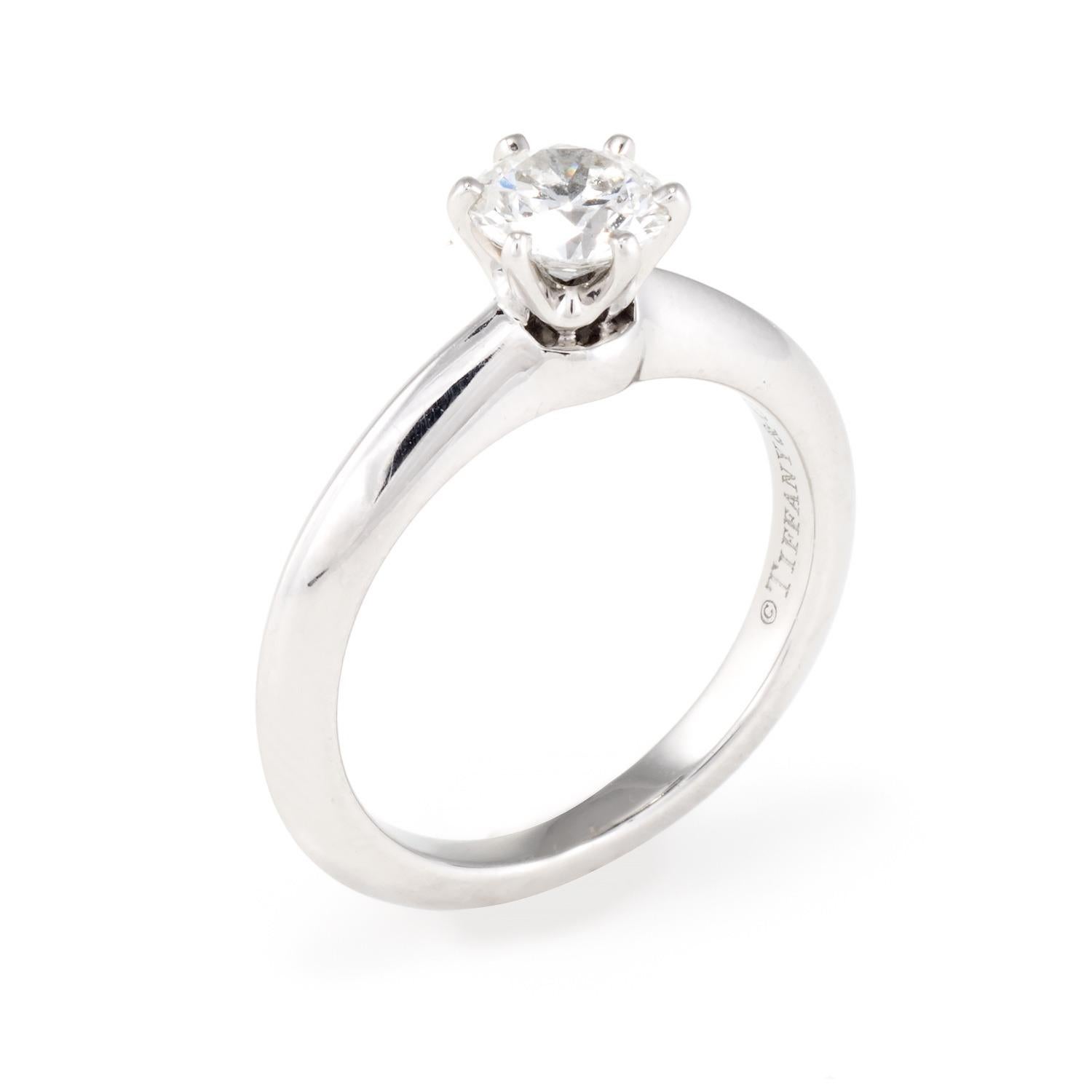 Moderne Tiffany & Co .64ct Diamond Engagement Ring Setting Platinum Estate Certificate 5 en vente