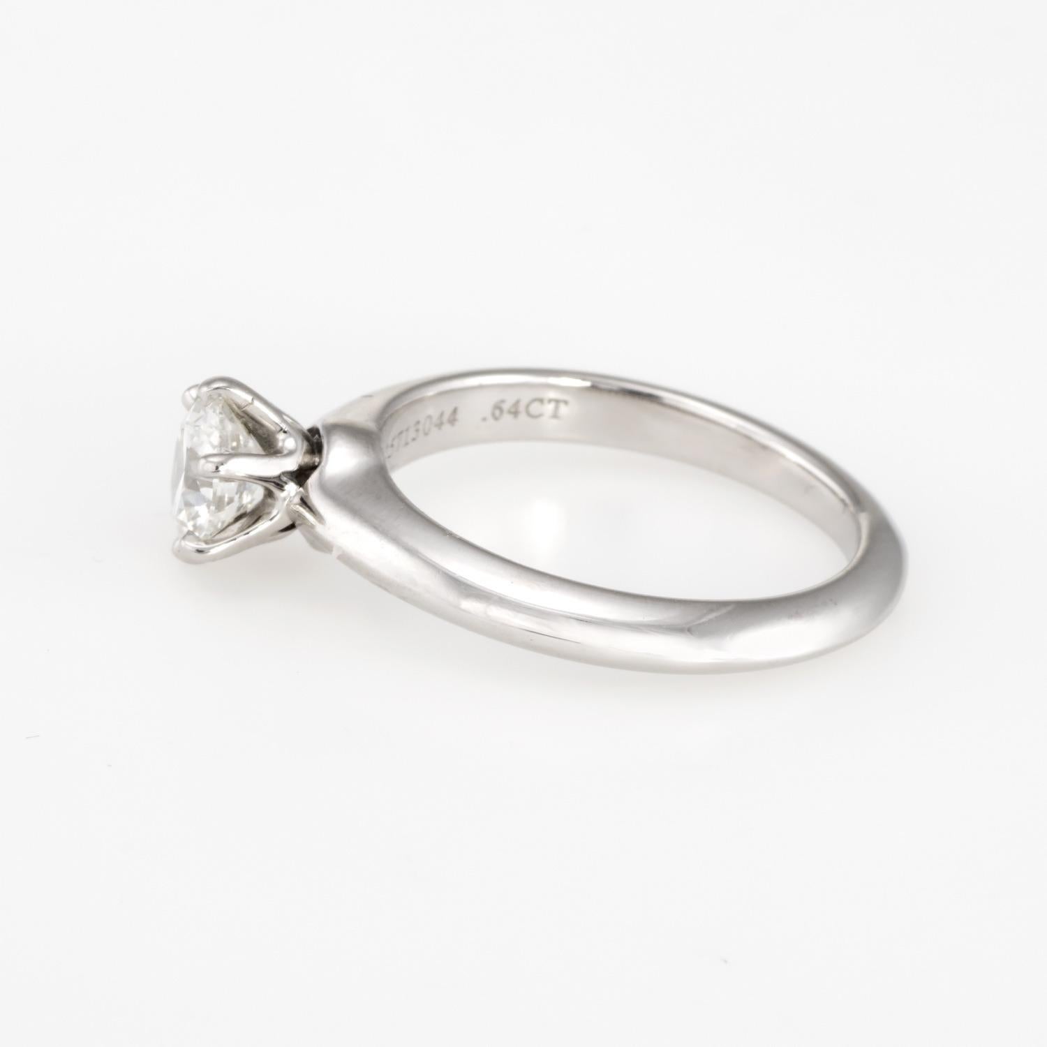 Taille ronde Tiffany & Co .64ct Diamond Engagement Ring Setting Platinum Estate Certificate 5 en vente