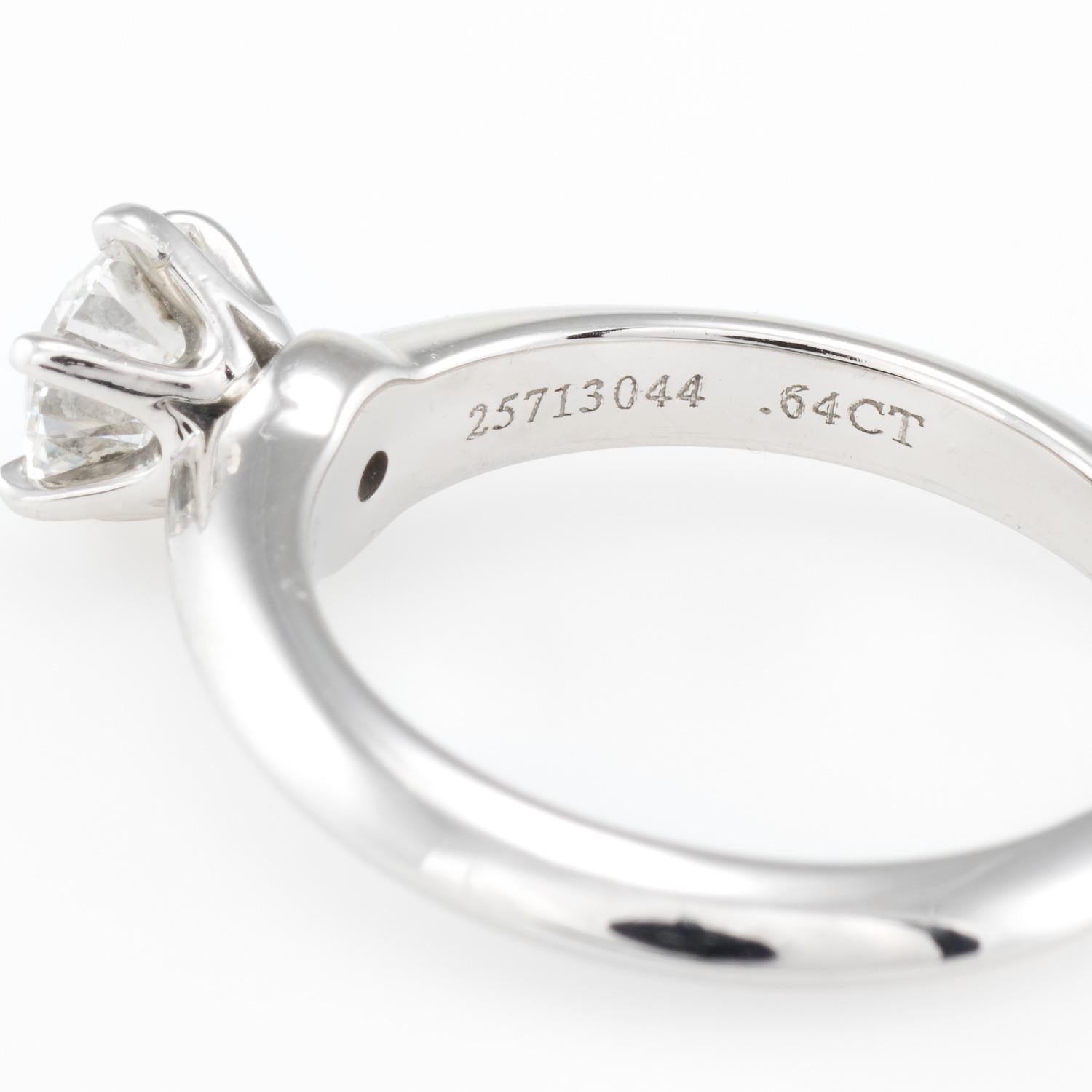 Tiffany & Co .64ct Diamond Engagement Ring Setting Platinum Estate Certificate 5 en vente 1