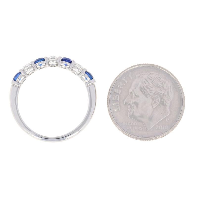 Round Cut Tiffany & Co. .64Ctw Sapphire & Diamond Ring - 950 Platinum Embrace Wedding Band