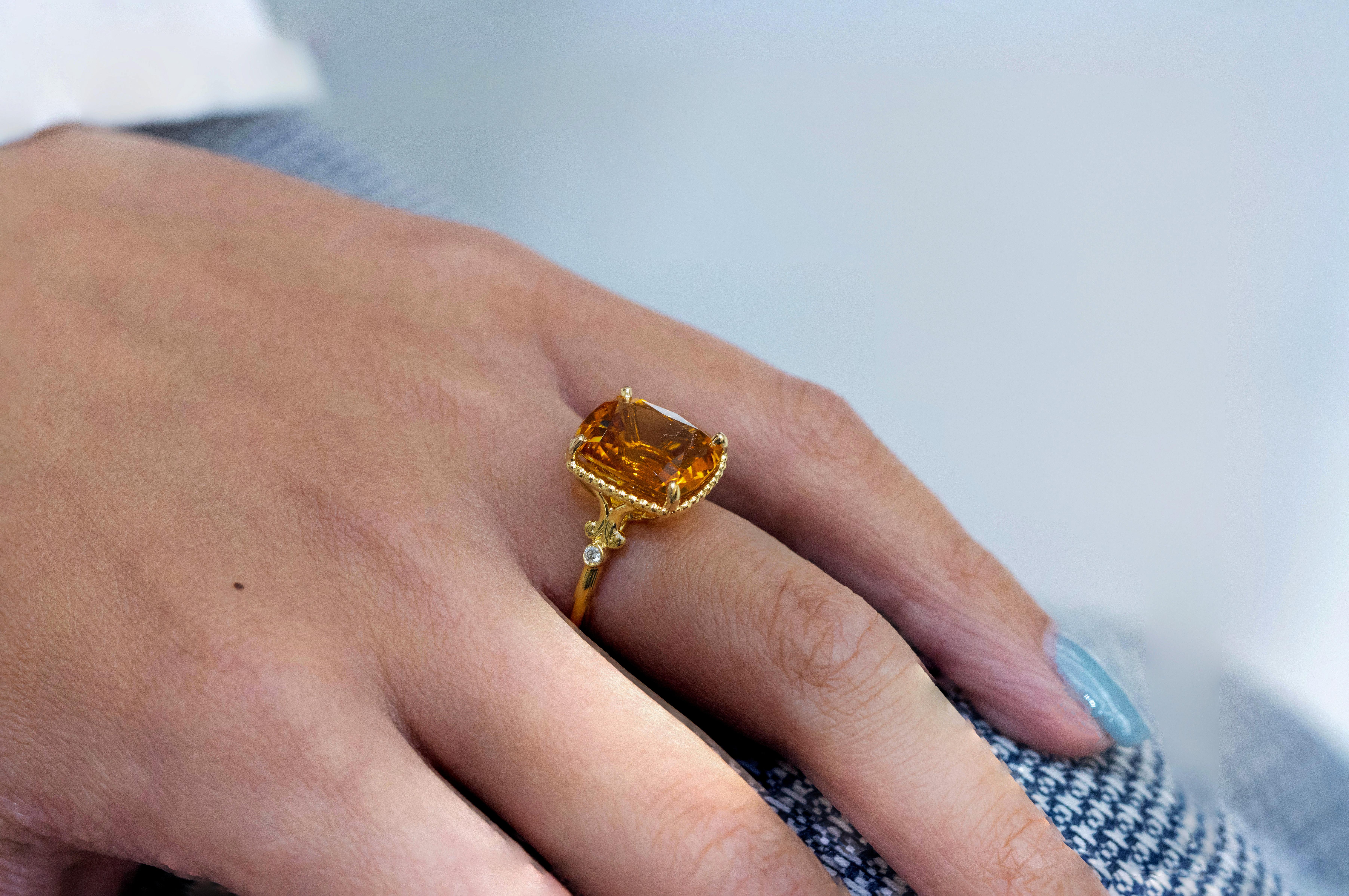 Tiffany & Co. 6.50 Carat Cushion Cut Citrine and Diamond Cocktail Ring In Excellent Condition In New York, NY