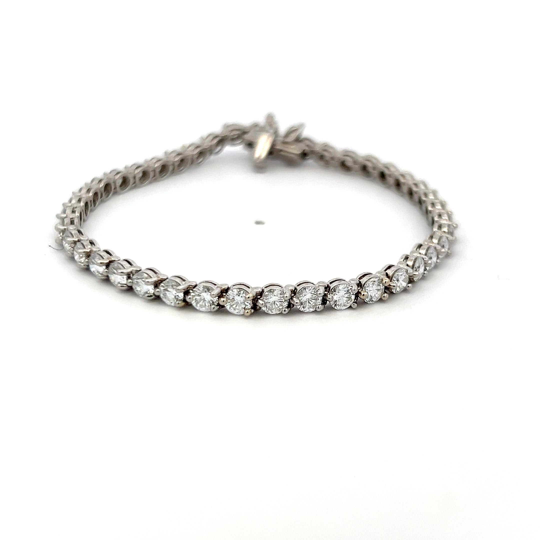 Tiffany & Co Pulsera de tenis de platino con diamantes redondos y en forma de marqués de 6,59 quilates Corte redondo en venta