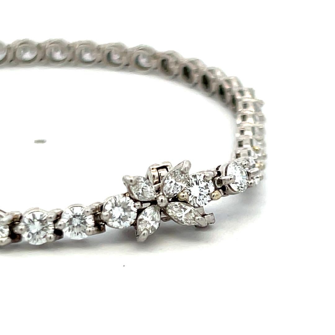 Tiffany & Co Pulsera de tenis de platino con diamantes redondos y en forma de marqués de 6,59 quilates en venta 1