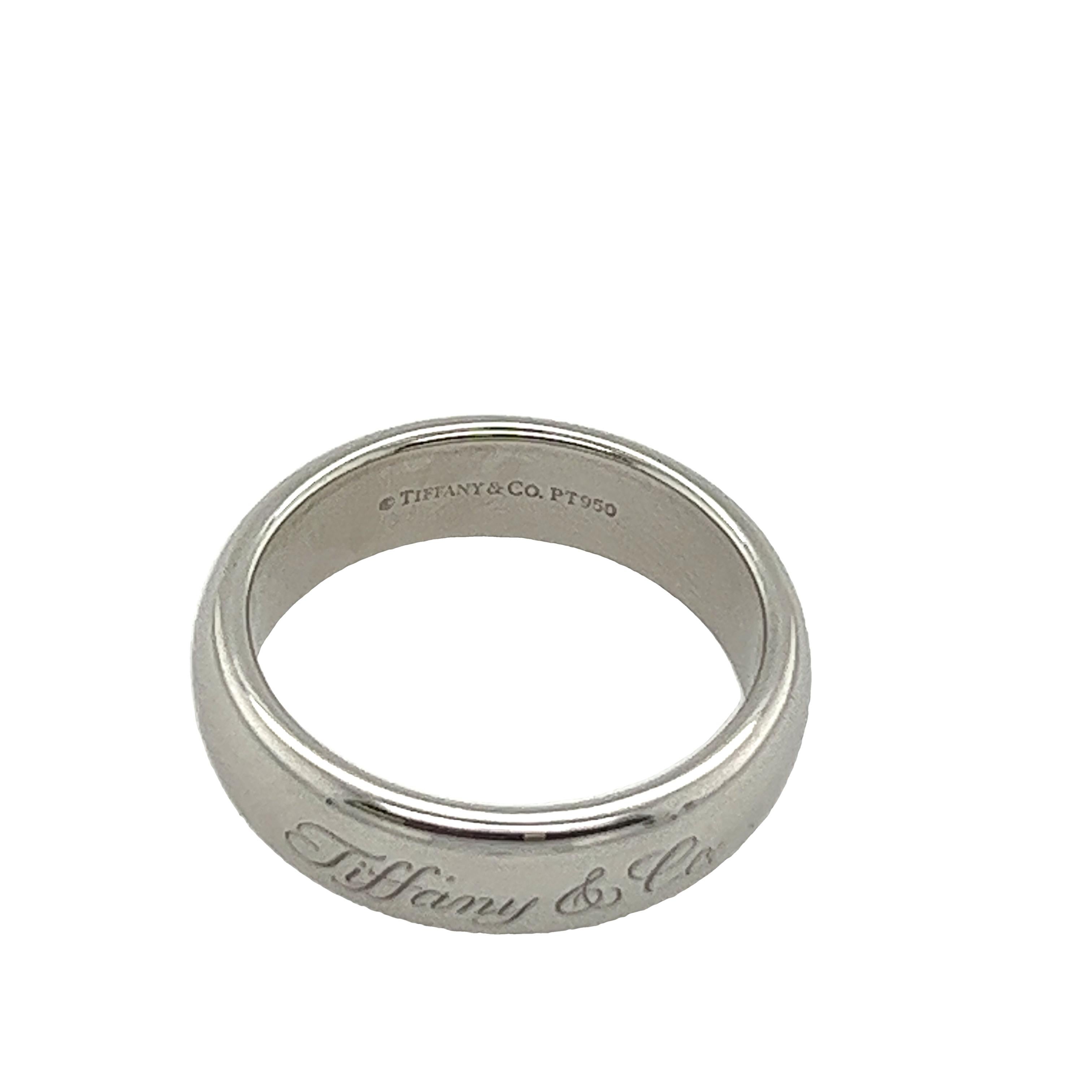 Women's or Men's Tiffany & Co 6mm Lucida Wedding Band in Platinum  For Sale